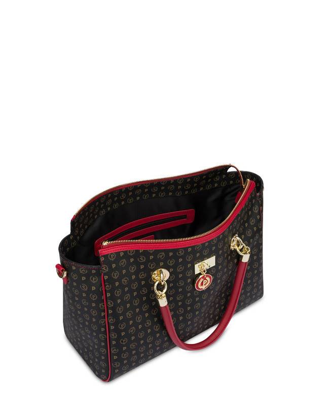 Pollini Borsa Doppio Manico Heritage Logo Classic Nero/lacca Comprare a buon mercato