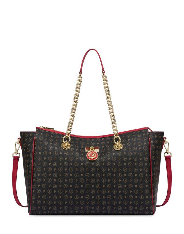 Pollini Borsa Doppio Manico Heritage Logo Classic Nero/lacca Comprare a buon mercato