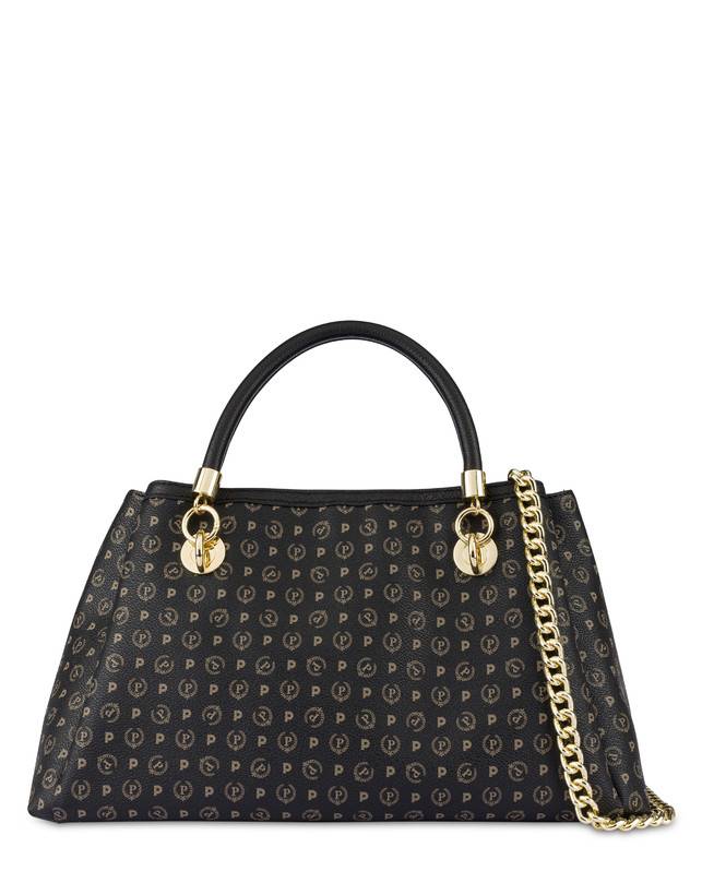 Pollini Borsa A Mano Heritage Logo Classic Nero/nero Grande vendita
