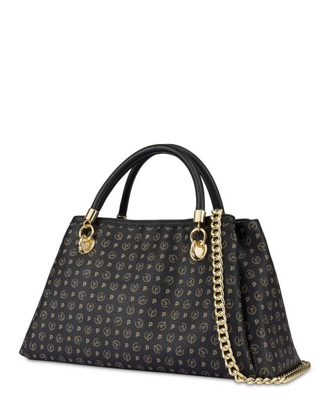Pollini Borsa A Mano Heritage Logo Classic Nero/nero Grande vendita