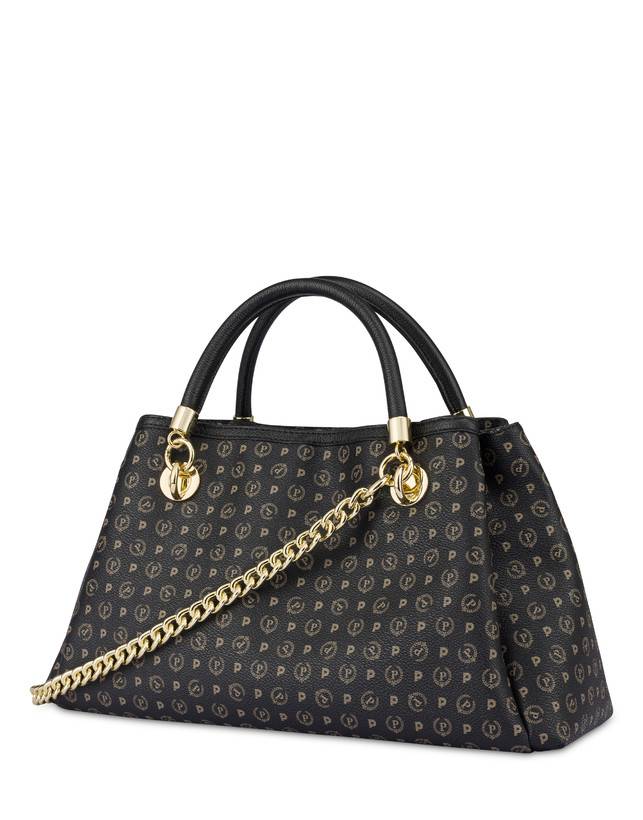Pollini Borsa A Mano Heritage Logo Classic Nero/nero Grande vendita
