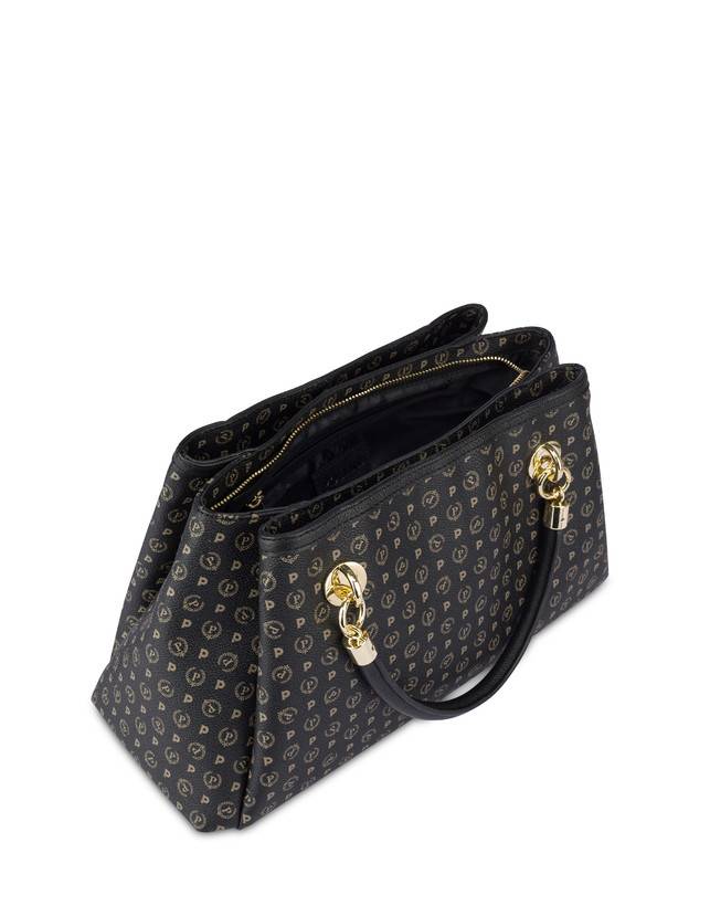 Pollini Borsa A Mano Heritage Logo Classic Nero/nero Grande vendita