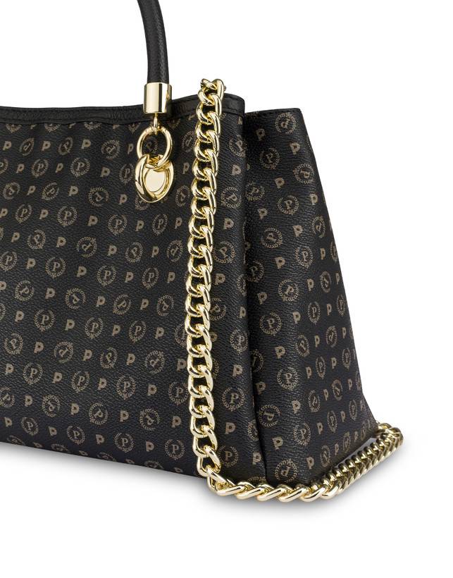 Pollini Borsa A Mano Heritage Logo Classic Nero/nero Grande vendita