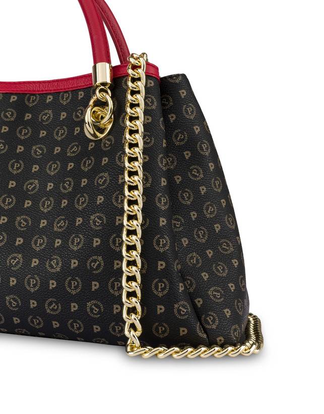 Pollini Borsa A Mano Heritage Logo Classic Nero/lacca Flash Sale