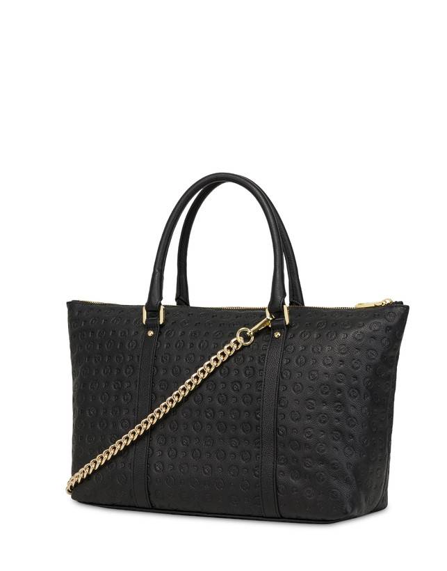 Pollini Shopping Bag Heritage Logo Embossed Nero Shopping online