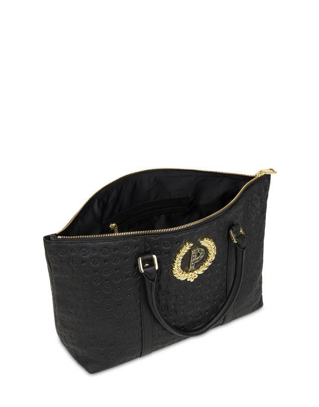 Pollini Shopping Bag Heritage Logo Embossed Nero Shopping online