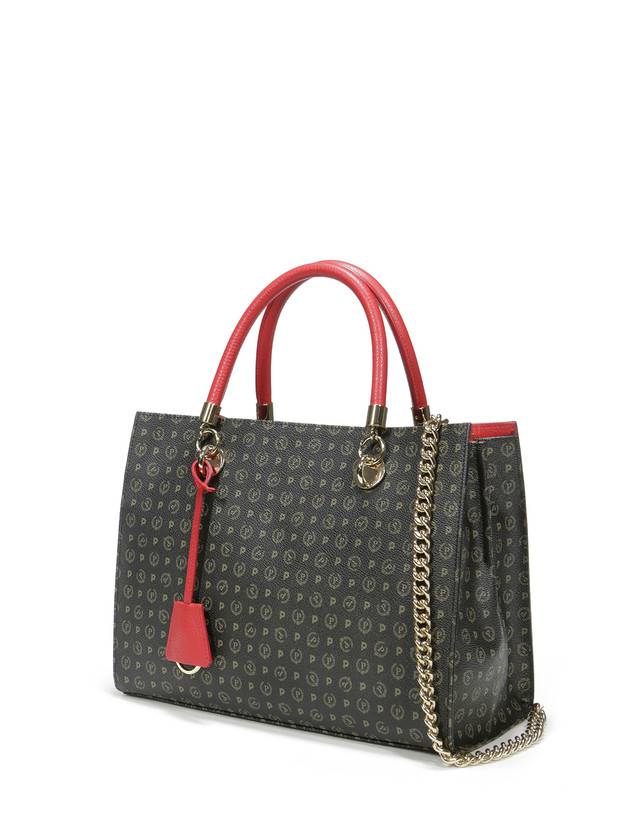 Pollini Shopping Bag Heritage Logo Classic Nero/lacca Offerta esclusiva