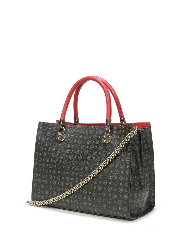 Pollini Shopping Bag Heritage Logo Classic Nero/lacca Offerta esclusiva