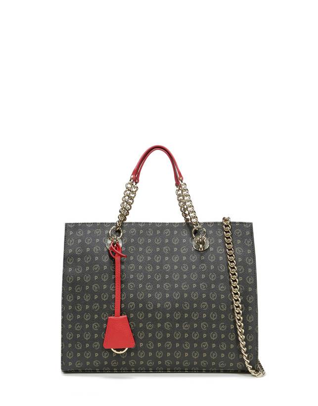 Pollini Shopping Bag Heritage Logo Classic Nero/lacca Offerta esclusiva