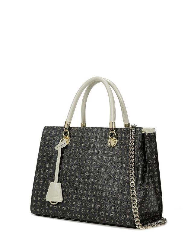 Pollini Shopping Bag Heritage Logo Classic Nero/avorio Vendite stagionali
