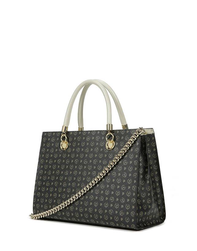 Pollini Shopping Bag Heritage Logo Classic Nero/avorio Vendite stagionali