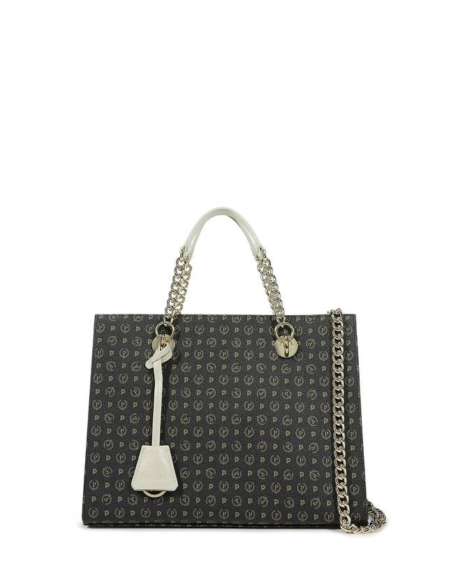 Pollini Shopping Bag Heritage Logo Classic Nero/avorio Vendite stagionali