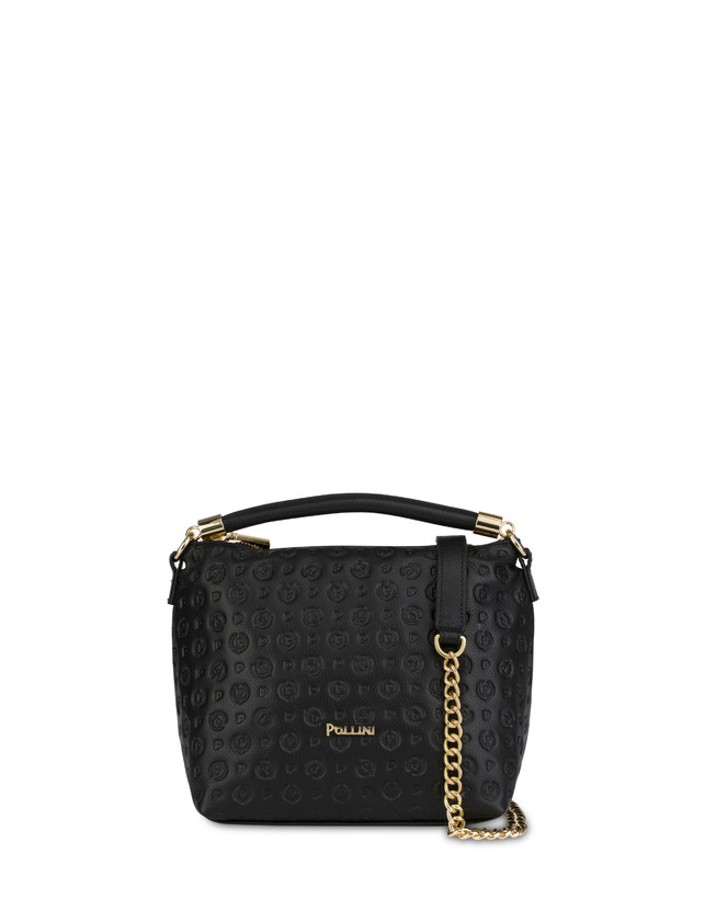 Pollini Borsa A Mano Heritage Logo Embossed Nero Offerta Giorno del Papà