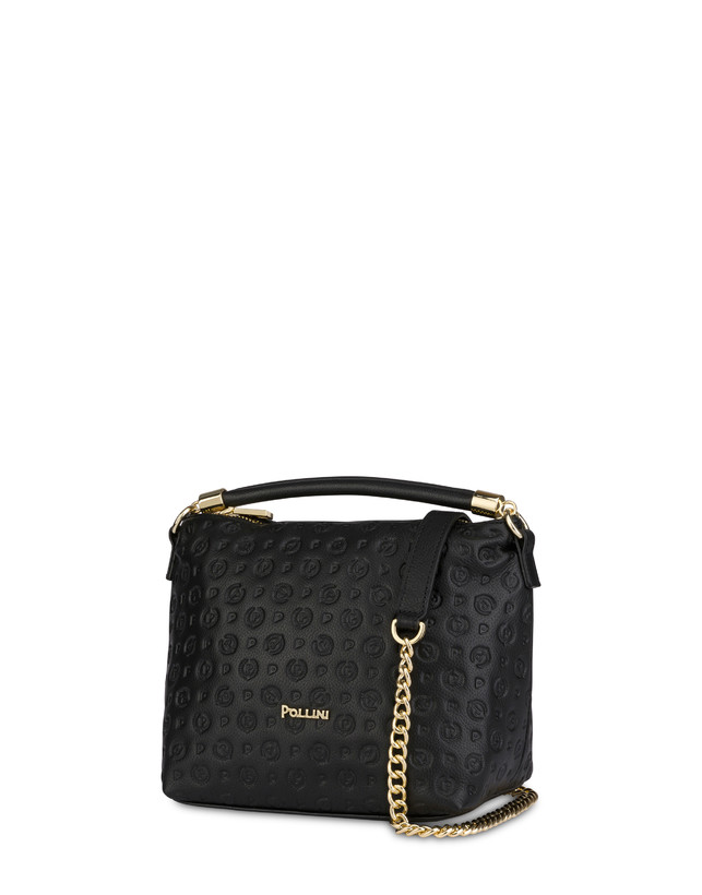 Pollini Borsa A Mano Heritage Logo Embossed Nero Offerta Giorno del Papà