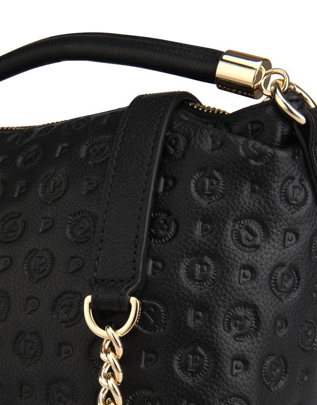 Pollini Borsa A Mano Heritage Logo Embossed Nero Offerta Giorno del Papà