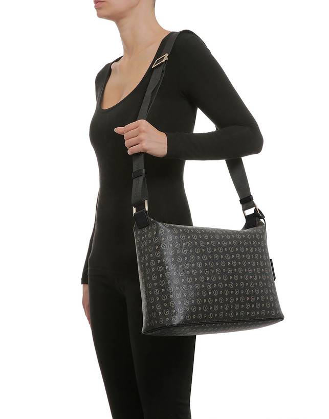 Pollini Borsa Hobo Heritage Logo Classic Nero/nero Vendita calda