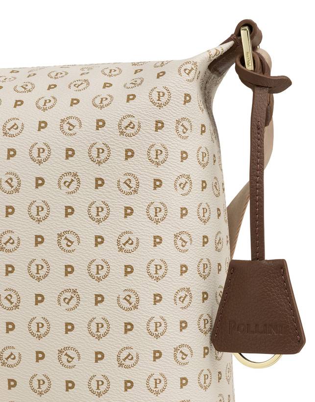 Pollini Borsa Hobo Heritage Logo Classic Avorio/marrone Latest fashion