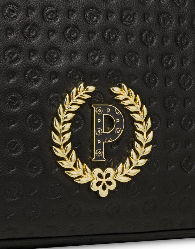 Pollini Borsa A Spalla Con Tracolla Regolabile Heritage Logo Embossed Nero Nuovi prodotti