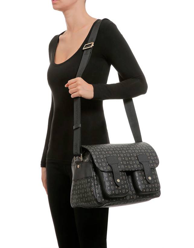 Pollini Borsa A Spalla Multitasche Heritage Logo Classic Nero/nero Liquidazione