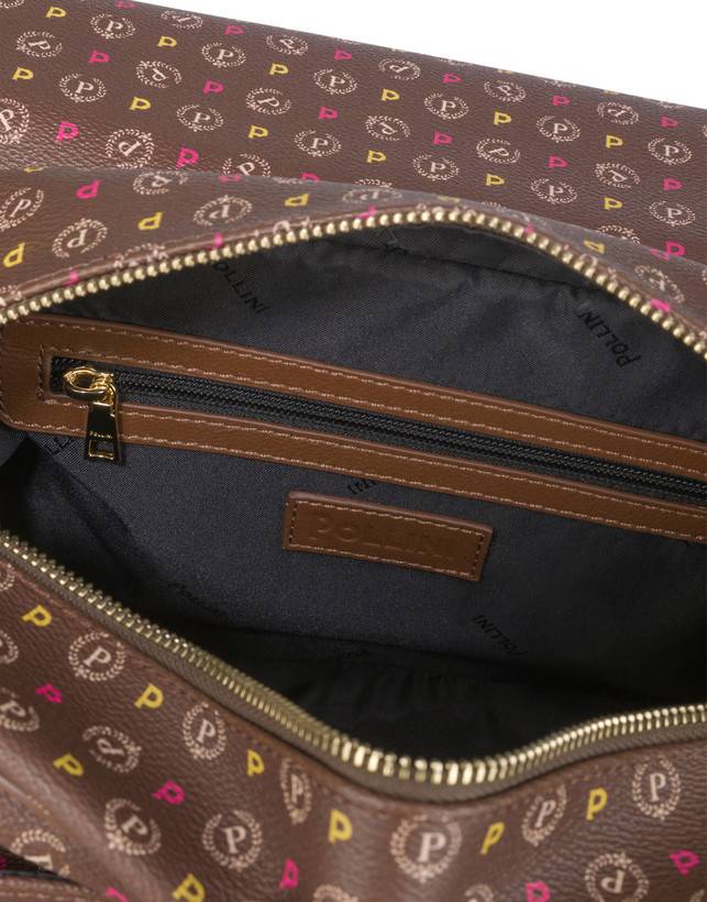 Pollini Borsa A Spalla Multitasche Heritage Logo Classic Multicolor/marrone Offerte giornaliere