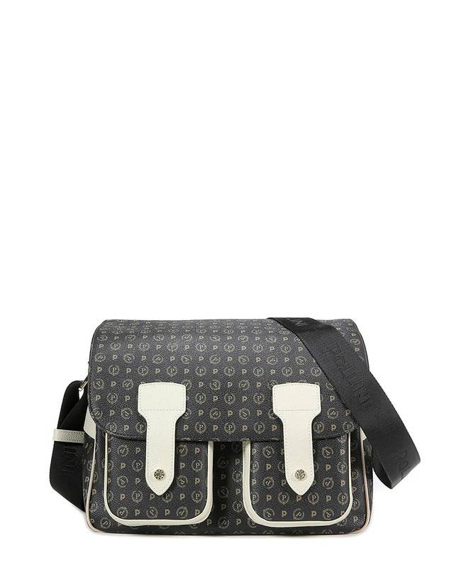 Pollini Borsa A Spalla Multitasche Heritage Logo Classic Nero/avorio Offerte speciali
