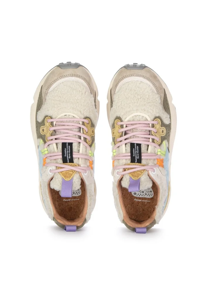 FLOWER MOUNTAIN | SNEAKERS YAMANO 3 SUEDE TEDDY BEIGE VERDE Sottocosto
