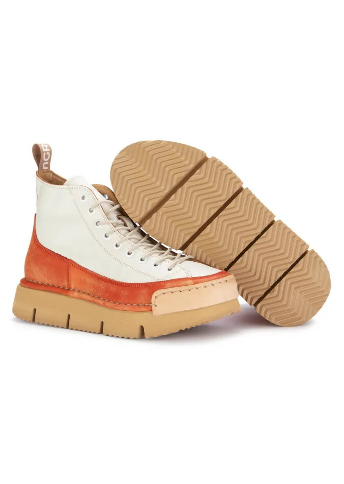 BNG REAL SHOES | SNEAKERS LA DINAMICA BIANCO PANNA ARANCIONE Vendita