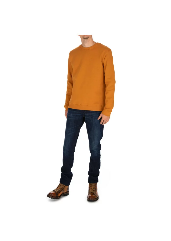 DONDUP | FELPA LOGO GIROCOLLO COTONE OCRA Qualità Garantita