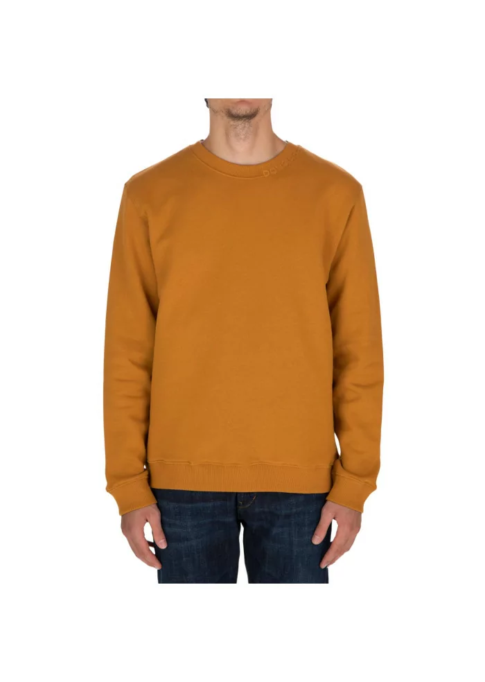 DONDUP | FELPA LOGO GIROCOLLO COTONE OCRA Qualità Garantita