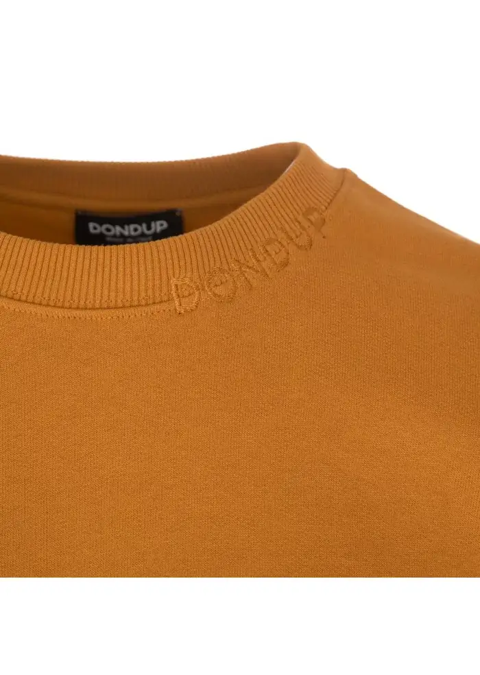 DONDUP | FELPA LOGO GIROCOLLO COTONE OCRA Qualità Garantita