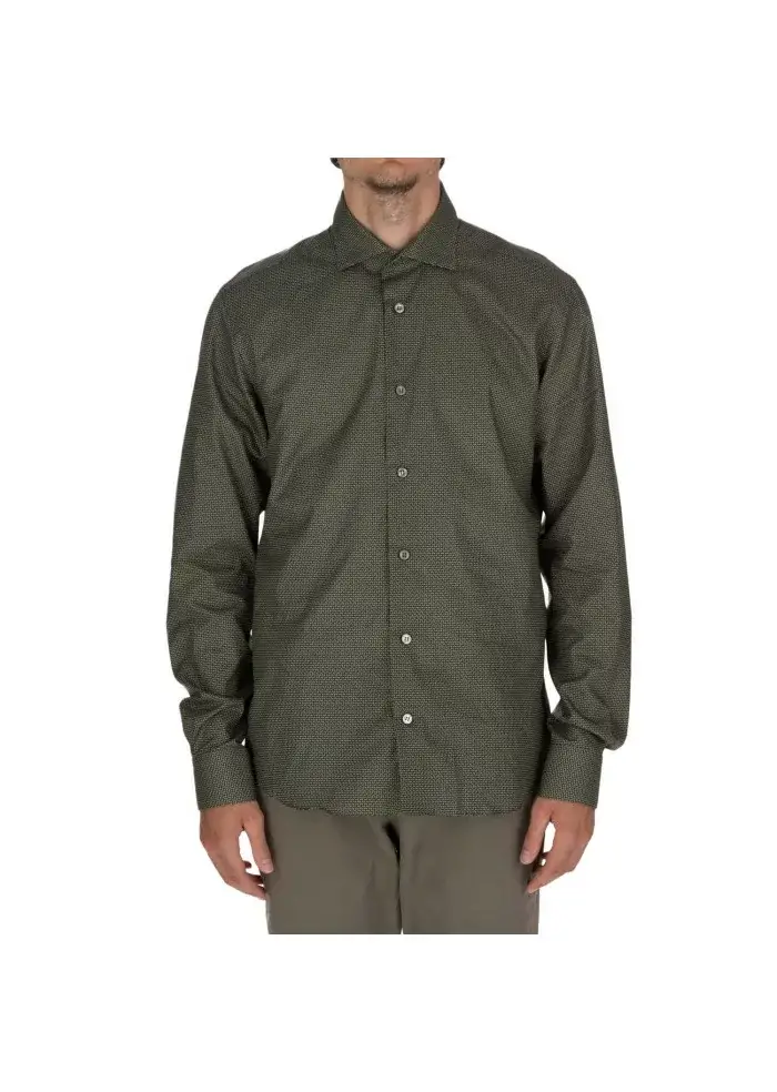 MASTRICAMICIAI | CAMICIA LUCA COTONE MICRO PATTERN VERDE Offerta