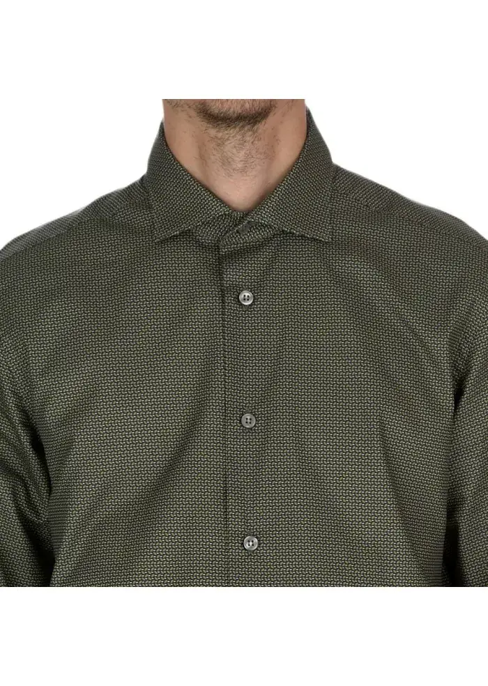 MASTRICAMICIAI | CAMICIA LUCA COTONE MICRO PATTERN VERDE Offerta