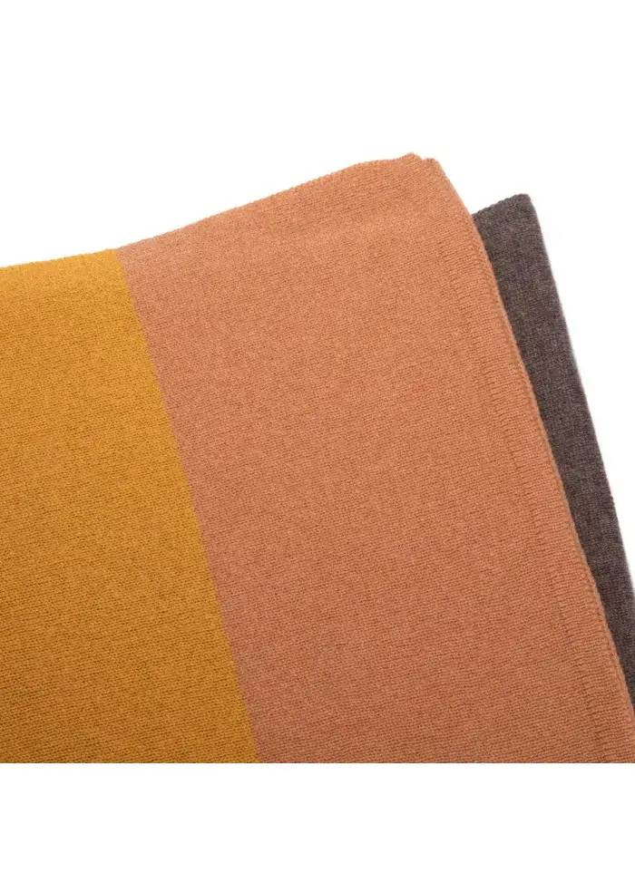 RIVIERA CASHMERE | SCIARPA RIGHE LARGHE GIALLO MARRONE 2025