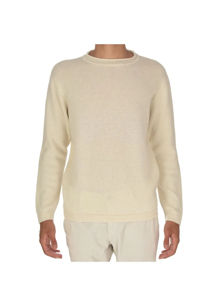 WOOL & CO | MAGLIONE GIROCOLLO BIANCO PANNA Consegna Veloce