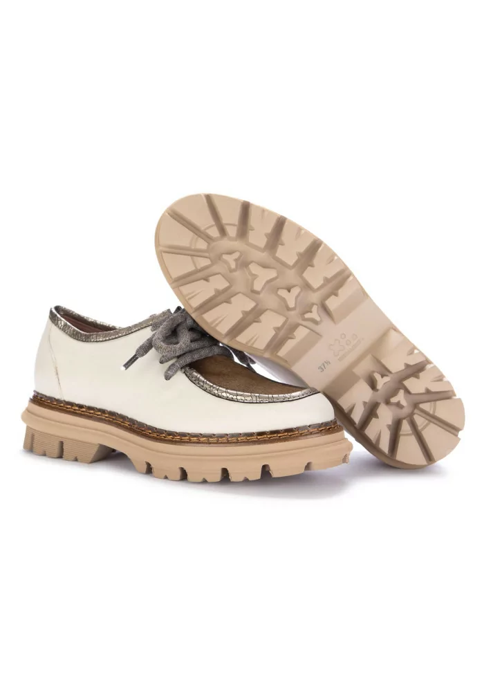 CATERINA C | SCARPE ALLACCIATE PELLE CAVALLINO AVORIO MARRONE Vendita Calda