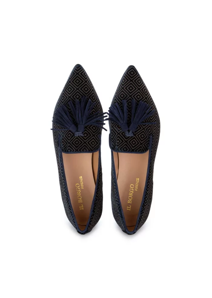 IL BORGO FIRENZE | SCARPE BASSE LETIZIA VELLUTO BLU MARRONE Moda