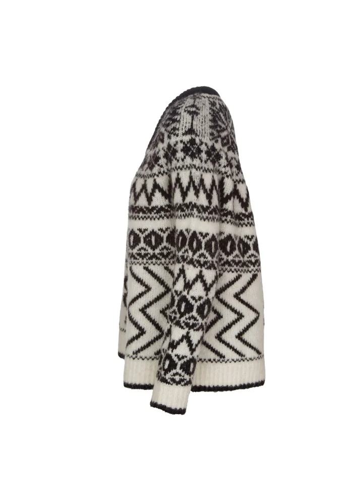 SEMICOUTURE | MAGLIONE MOTIVO JACQUARD BIANCO NERO Outlet
