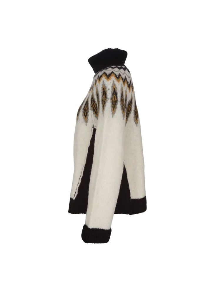 SEMICOUTURE | MAGLIONE DOLCEVITA BIANCO NERO OCRA In Vendita