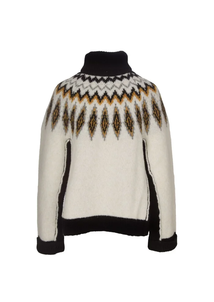 SEMICOUTURE | MAGLIONE DOLCEVITA BIANCO NERO OCRA In Vendita