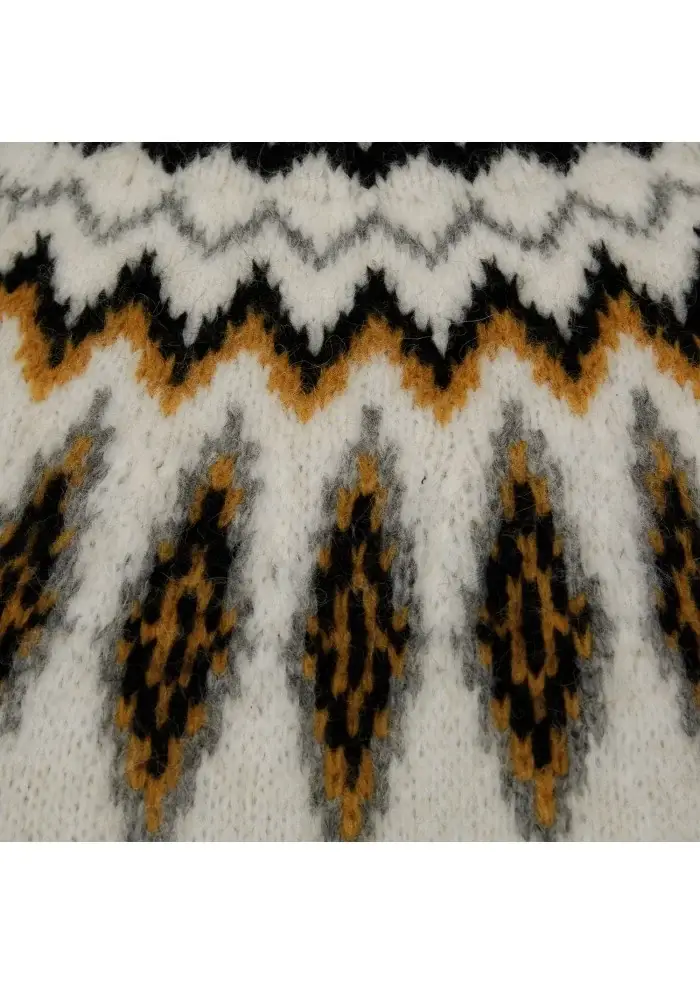SEMICOUTURE | MAGLIONE DOLCEVITA BIANCO NERO OCRA In Vendita