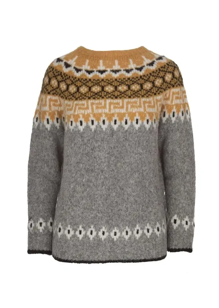 SEMICOUTURE | MAGLIONE GIROCOLLO GRIGIO SENAPE Saldi