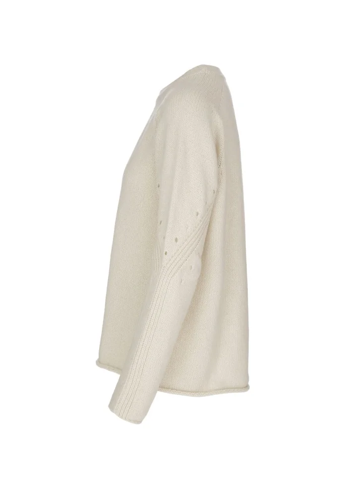 SEMICOUTURE | MAGLIONE DETTAGLI TRAFORATI BIANCO PANNA Hotsell