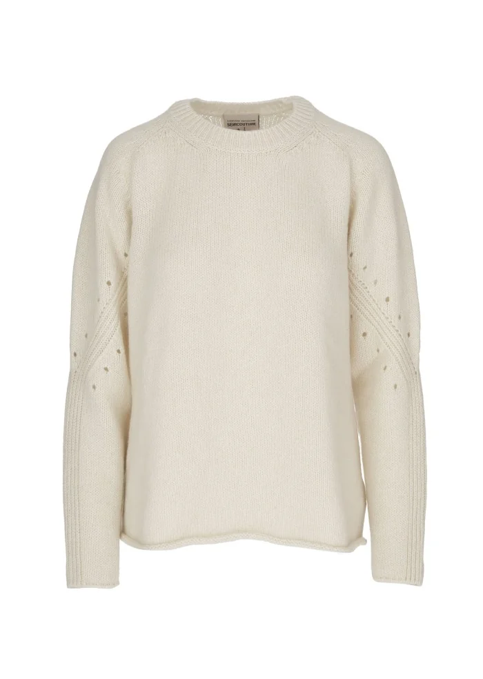 SEMICOUTURE | MAGLIONE DETTAGLI TRAFORATI BIANCO PANNA Hotsell