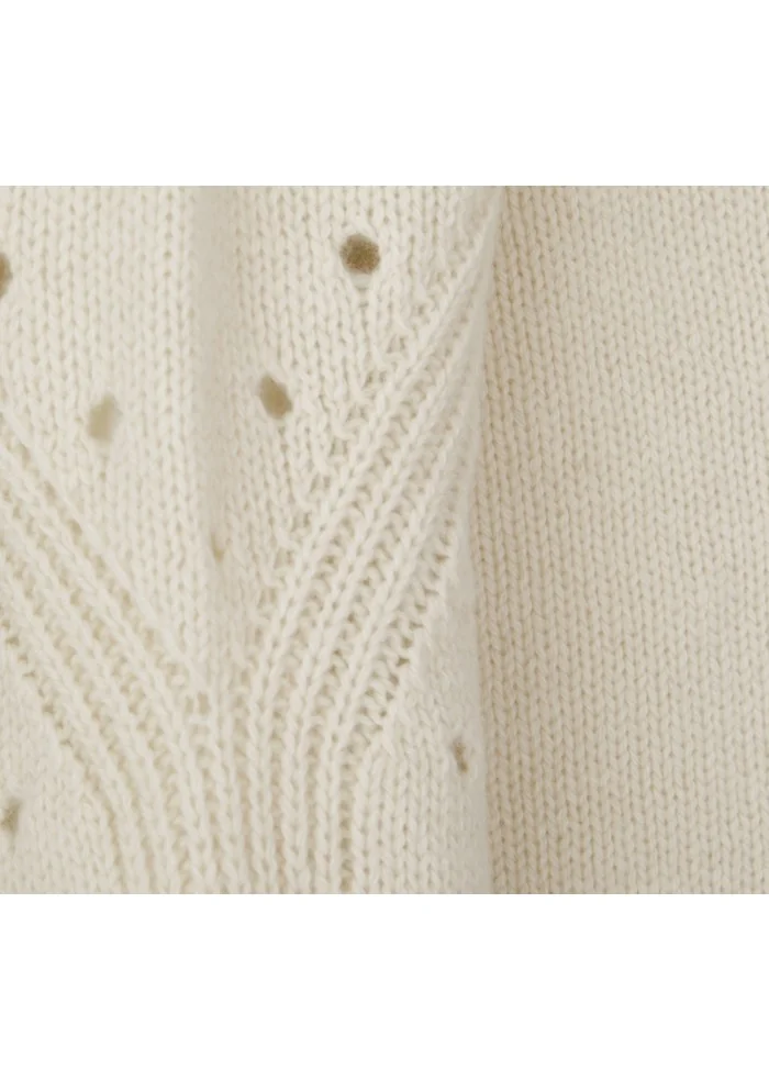 SEMICOUTURE | MAGLIONE DETTAGLI TRAFORATI BIANCO PANNA Hotsell