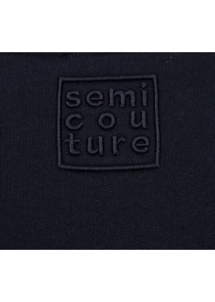 SEMICOUTURE | FELPA TASCHE FRONTALI BLU Vendita Economica