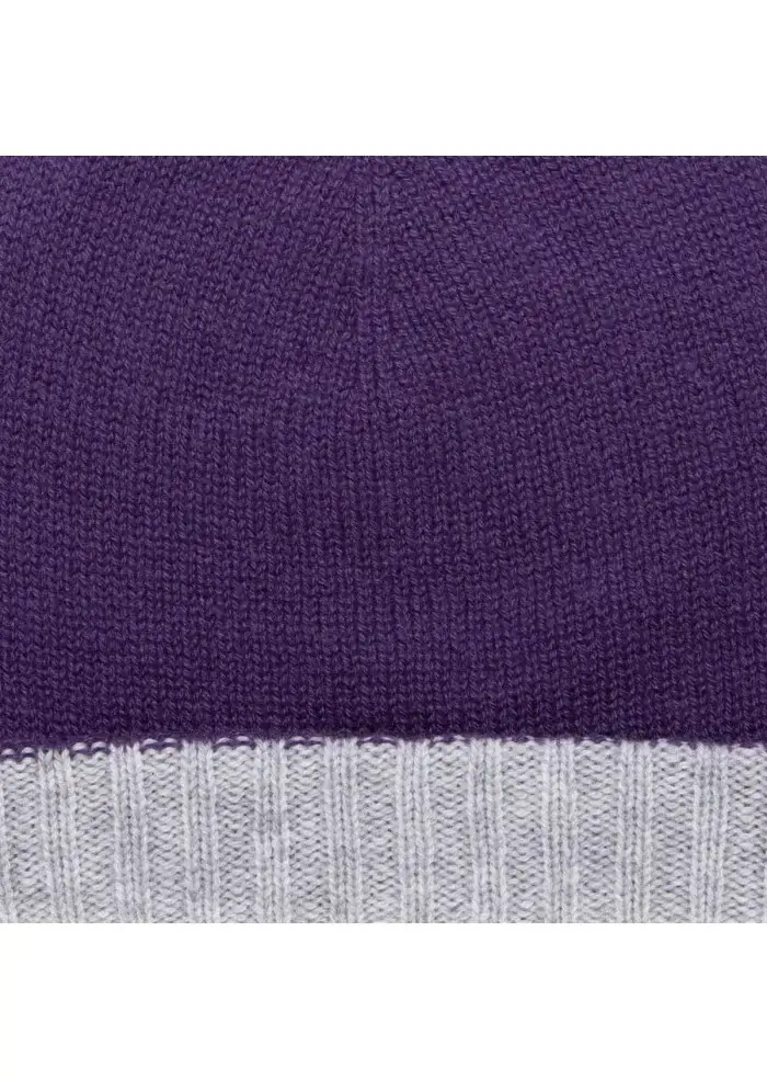 RIVIERA CASHMERE | BERRETTO DOUBLEFACE VIOLA GRIGIO Comprare a buon mercato