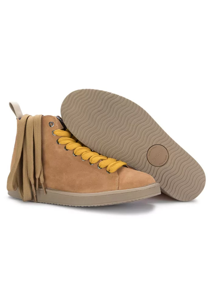 PANCHIC | TRONCHETTI CAMOSCIO MARRONE CHIARO LACCI GIALLI Latest fashion