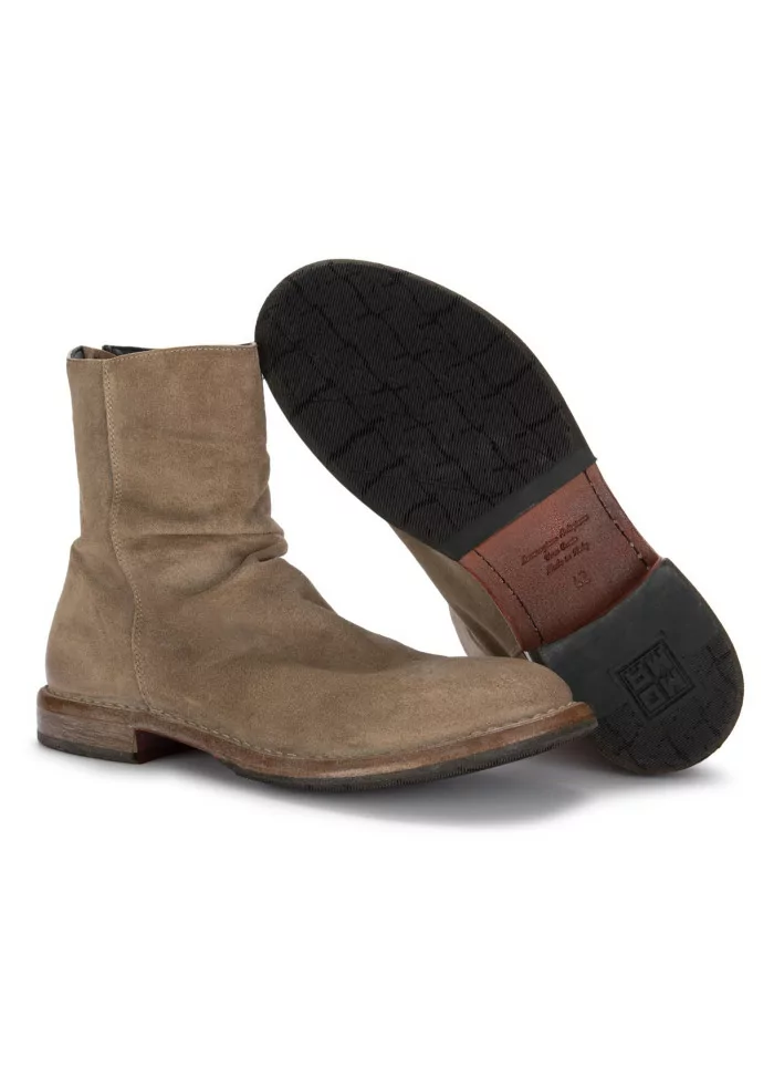 MOMA | STIVALETTI PELLE CAMOSCIO ZIP BEIGE Offerta temporanea