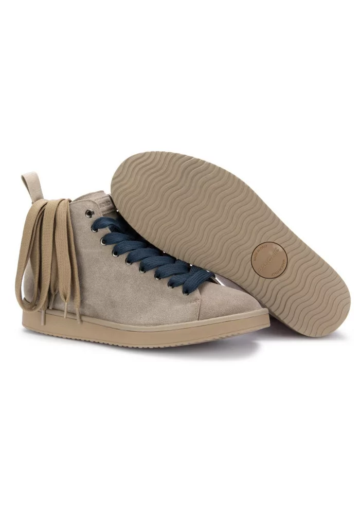 PANCHIC | TRONCHETTI CAMOSCIO GRIGIO CHIARO LACCI BLU Offerte esclusive
