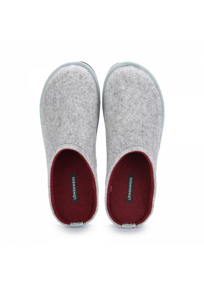LÖWENWEISS | PANTOFOLE IN LANA COTTA GRIGIO BORDEAUX Flash Sale